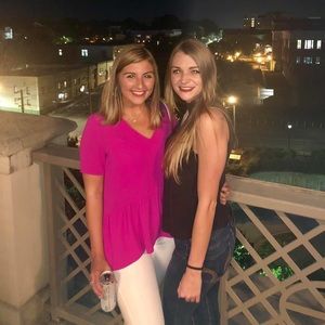 Hot pink blouse with key-hole back